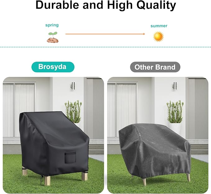 Patio Chair Covers for Outdoor Furniture Waterproof 2 Pack, Lawn Chair Covers 600D Heavy Duty Oxford Cloth, Large Covers for Lounge Lawn Deep Seat Black 38" W x 31" D x 29" H - Image 5