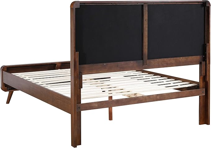 Coaster Home Furnishings Robyn Contemporary 4-Piece Bedroom Set Fabric Upholstered Queen Size Panel Bed Frame 53-inch Headboard Dark Walnut 205131Q-S4