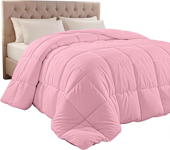 Utopia Bedding Queen Comforter Duvet Insert, Quilted Pink Comforter with Corner Tabs, Box Stitched Down Alternative Comforters Queen Size 88 x 88 inches