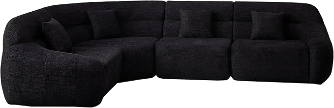 123-Inch Oversized Modular Compressed Sectional Couches 4 Pieces Modular Boneless Sofas with 4 Pillows,Modern Minimalist Corner Cloud Sofa Comfy Chenille Deep Seat Foam Couch