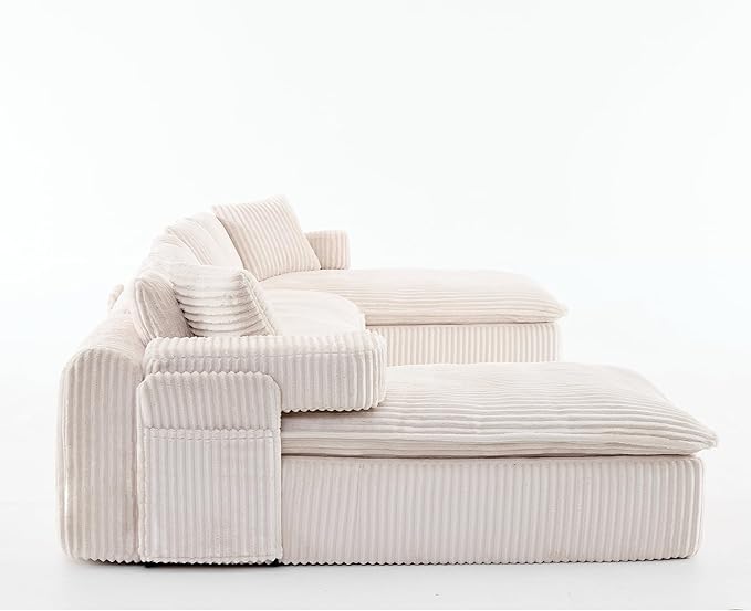 149" Oversized U Shaped Cloud Modular Sectional Sofa Boneless Couch with Double Chaise,Free Combination Convertible Floor Sofa Bed with Storage Pockets and Pillows | No Assembly