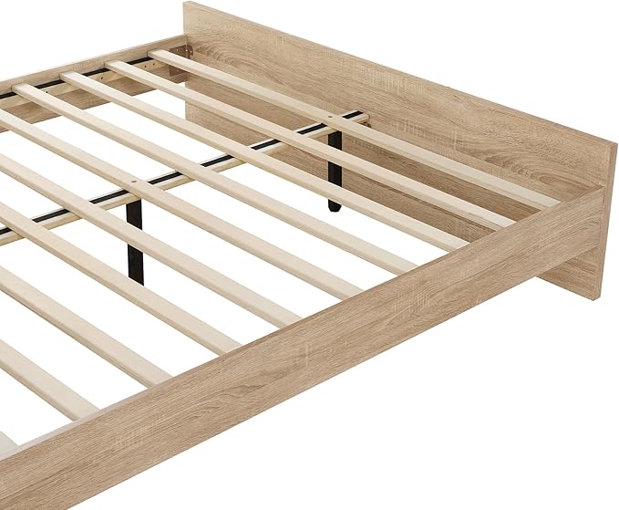 KISLOT 3 Pieces Bedroom Set, Wood Bed Frame with Upholstered Headboard & 2 Nightstands with Storage, Wooden Platform Mattress Foundation Farmhouse Bedroom Furniture Set