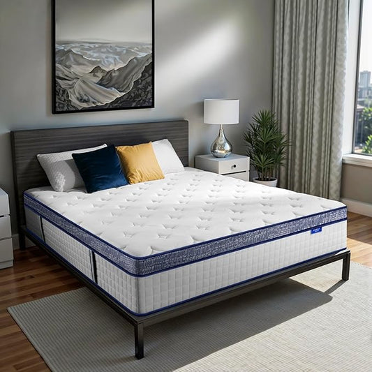 Queen Mattress, 12 Inch Hybrid Mattress in a Box, Memory Foam and Individual Pocket Springs, Medium Firm Comfort, Motion Isolation, Ideal for All Sleep Positions, CertiPUR-US Certified