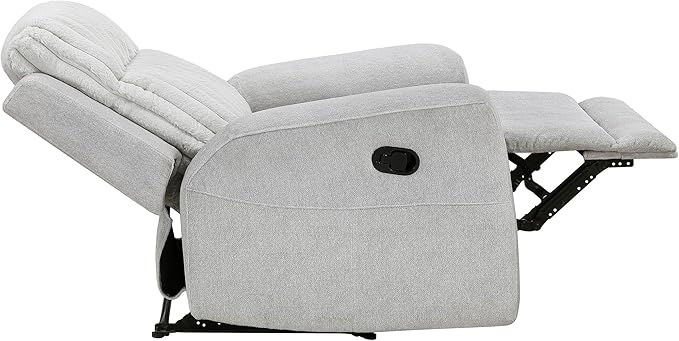 Lexicon Modern Recliner Chair for Living Room, Manual Wall Hugger Textured Microfiber Reclining Chair, Plush Corduroy Channel Seat Back, Manual Recliner, Light Gray