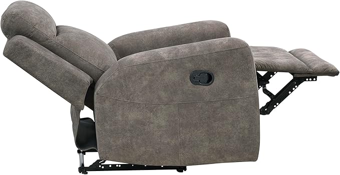 Lexicon Manual Recliner Chair, Textured Microfiber Reclining Sofa Chair, Home Theater Seating, Wall Hugger, Track Arms, Manual Recliner for Living Room/Office/Apartment, Easy Assembly, Brown