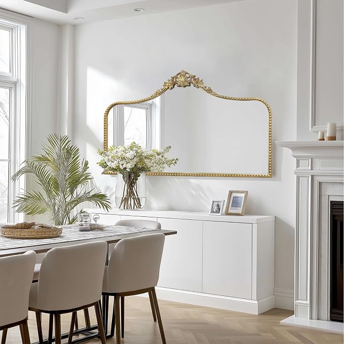G-LEAF Vintage Baroque Mirror 48"X30", Victorian Antique Mirror with Gold Ornate Metal Frame for Fireplace Entryway Living Room Hallway Bathroom - Image 8