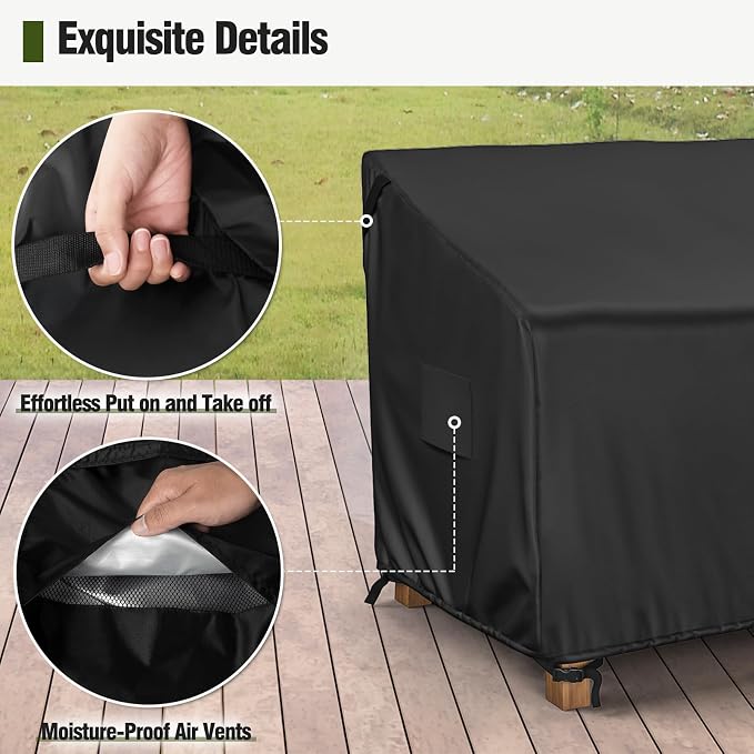 MR. COVER 3-Seater Outdoor Couch Cover Waterproof, 80 Inch Patio Furniture Cover for Sofa, Heavy Duty Polyester & Double-Stitched Seams, Classic Black - Image 5