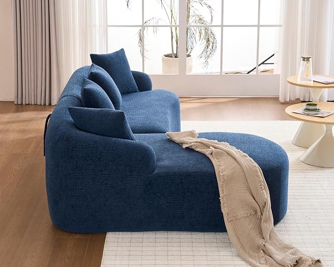 KEIKI L-Shaped Chenille Modular Sectional Couches with Chaise Lounge & 4 Pillows, 3 Seater Oversized Upholstered Luxury Plush Cloud Sofa for Living Room Apartment, Full Sponge Compression