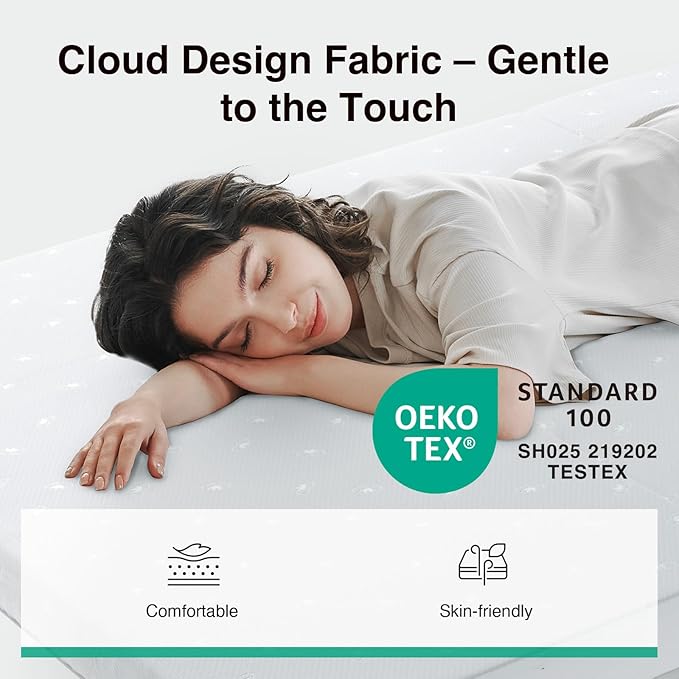 Novilla Foldable Mattress, Queen Size Comfort Foam Trifold Mattress with Cloud Design Cover, 4 Inch Folding Mattress for Back Pain Relief, Suitable for Camping, RV Travel, 80"x60"x4"