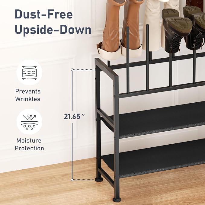 DIMJ Boot Rack 4-Tier - Black Metal Boot Storage Rack for Tall Boots Organizer, Shoe Rack for Boots, Sneakers, High-Heel, Entryway, Fits 10 Pairs - Image 4