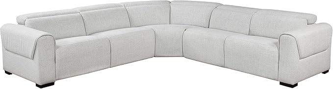 Lexicon Power Reclining Sectional Couches for Living Room-Modular Sectional Sofa, Wall Hugger, 3 Recliner Seats, Power Headrests, Charging Ports, 5 Seater Couch, Chenille Cloud