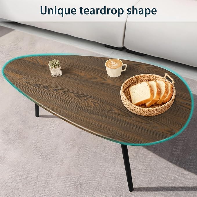 Modern Coffee Table for Living Room Small Mid Century Coffee Tables Rustic Oval Coffee Tables Retro Accent Sofa Center Tables for Living Room Easy Assembly 22" D x 43" W x 18" H