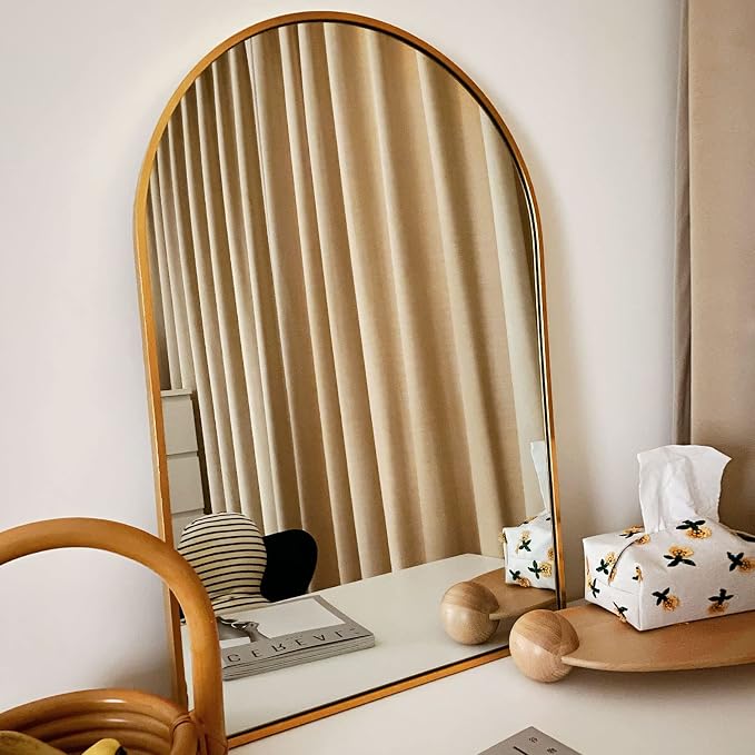 HARRITPURE 2Pcs Arched Bathroom Mirror ​Wall Mounted Mirror Aluminum Alloy Frame for Bathroom,Vanity Mirror Home Decor for Bathroom Bedroom Living Room Entryway (Gold, 20"*30") by HARRITPUREHome