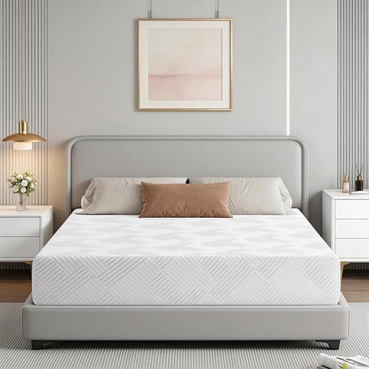 Vipbear Queen Mattress 10 Inch, Firm Memory Foam Mattresses in a Box for Back Pain Relief, Pressure Relief Cool Sleep with Gel Foam, Removeable Fiberglass Free Cover, CertiPUR-US Certified 80''x 60''