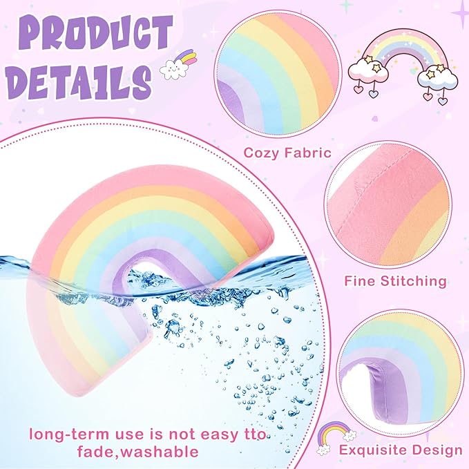Chunful Rainbow Pillow for Girls Kids 13.8 x 8.7 x 4 Inch Plush Cute Rainbow Throw Pillow Arch Shaped Cushion Stuffed Decoration for Bed Chair Room Home Decor Easter Day(Macaron Colors,1 Pcs)