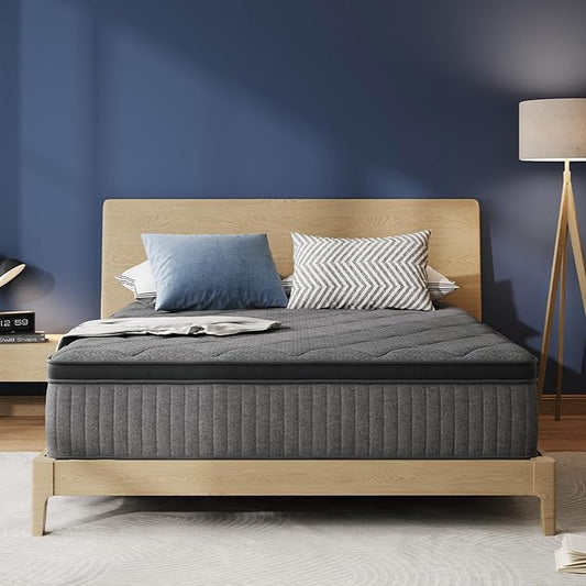 Avenco Queen Mattress, 10 Inch Queen Size Mattress in a Box, Medium Firm Hybrid Mattresses with Smarts™ Coil and Gel Memory Foam for Cool Night Sleep & Pressure Relief, CertiPUR-US Certified