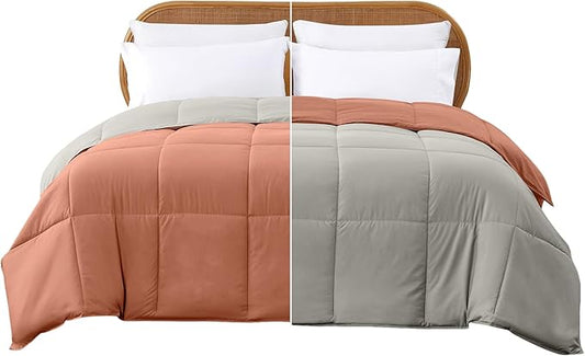 Modern Threads Down Alternative Reversible Comforter Orange Rust/Beige King