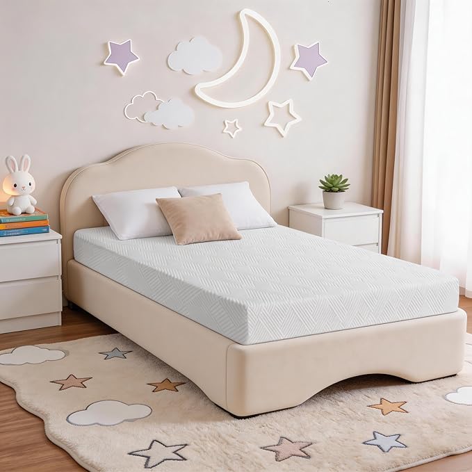 Firm Twin Mattress 8 Inch, High Density Foam Mattress in a Box for Back Pain Relief, Pressure Relief Cool Sleep with Gel Memory Foam, Removeable Fiberglass Free Cover, CertiPUR-US Certified 75''x38''