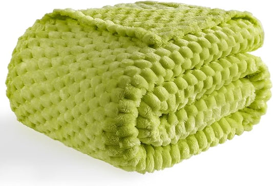 Bnuitland Fruit Green Flannel Throw Twin Size Blanket (60X80 inches), 300 GSM Fleece Cozy Warm Soft Home Decor Lightweight Bed Blanket for Adults, Suitable for All Seasons.