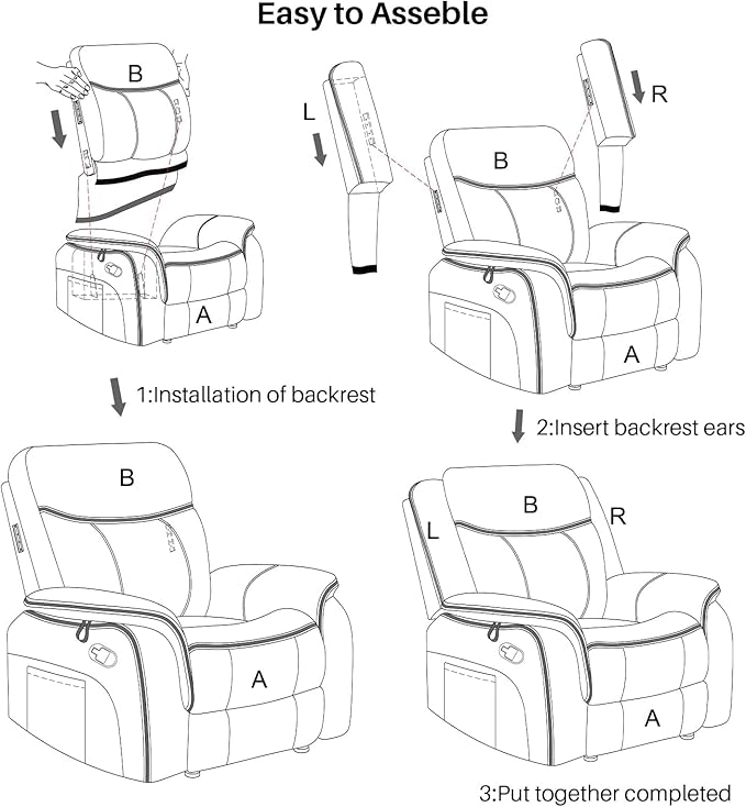 Massage Recliner Chair with Heat, Faux Leather Recliner Chairs for Adults, 39" Wide Manual Reclining Ergonomic Lounge Chair, Overstuffed Wall Hugger Recliners for Living Room, Black