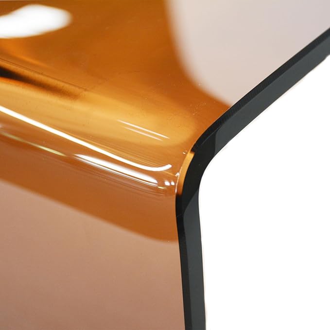 Glass Coffee Table, Modern Amber Coffee Tables for Living Room, Small Rectangle Tempered Glass Waterfall Sofa End Table, 39.4" x 19.7" x 13.78“