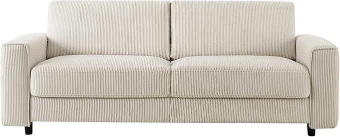 AC Pacific Derek 3 Piece Modern Corduroy Couches for Living Room, Tufted Sofas with Plush Upholstery, High-Density Foam, Sleek Black Legs, Durable Wooden Frame, Sofa, Loveseat and Chair Set, Beige