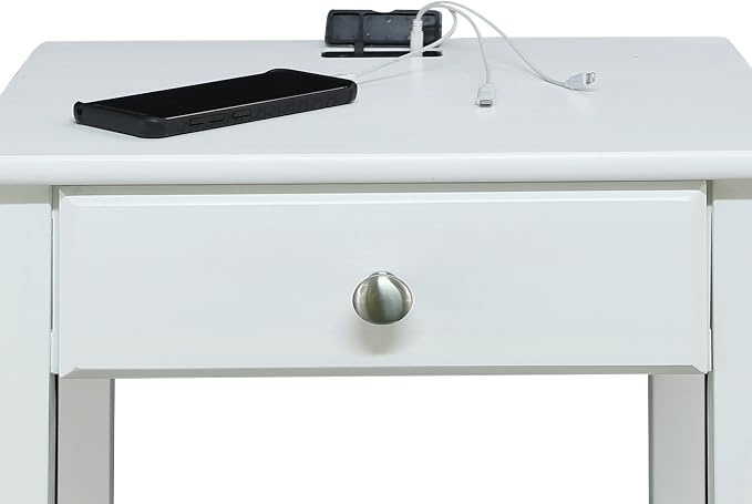 Casual Home Owl White Night Stand with USB Port , 17.5 in x 14.25 in x 24.5 in (W x L x H) - Image 8