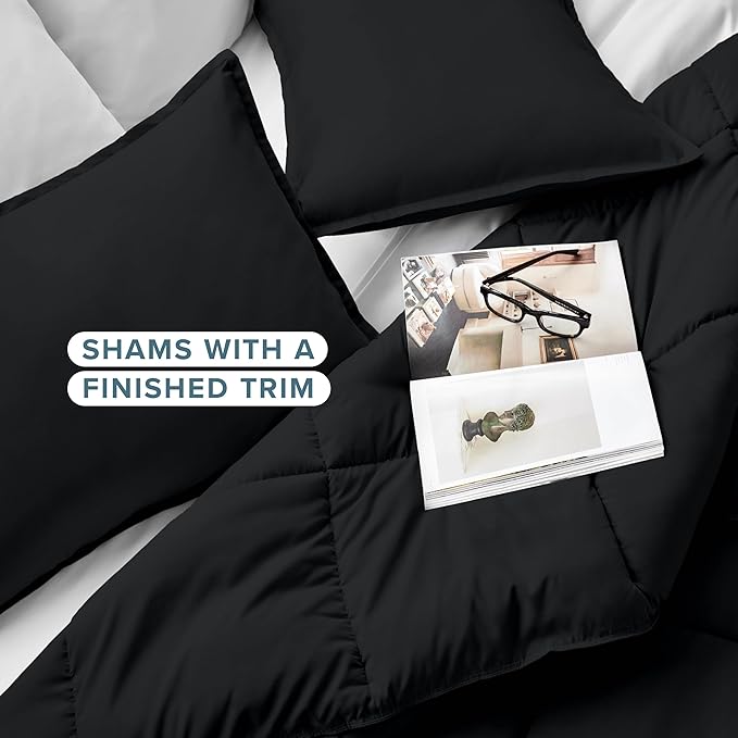 Bare Home Comforter Set - California King Size - Ultra-Soft - Goose Down Alternative - Premium 1800 Series - All Season Warmth (California King, Black)