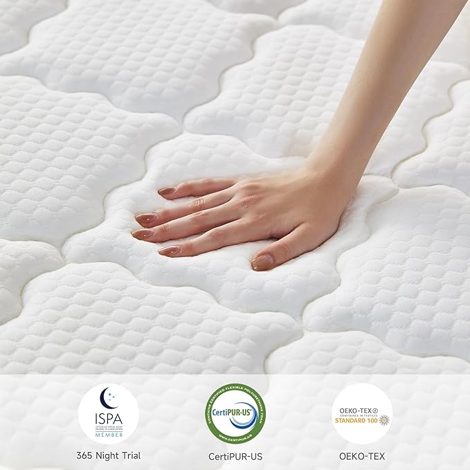 Queen Size Mattress, 10 Inch Hybrid Mattress Queen, Mattress in a Box with Individually Pocketed Spring - Zoned Support for Pressure Relief, Soft and Breathable, CertiPUR-US Certified