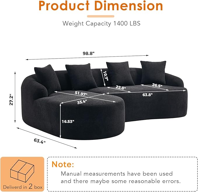 KEIKI L-Shaped Chenille Modular Sectional Couches with Chaise Lounge & 4 Pillows, 3 Seater Oversized Upholstered Luxury Plush Cloud Sofa for Living Room Apartment, Full Sponge Compression