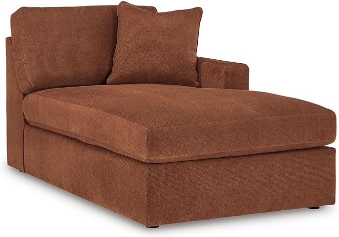 Signature Design by Ashley Modmax Stain Resistant Minimalist Modular Anti Sag Right-Arm Facing 4-Piece Sectional with Chaise, Loose Reversible Cushions and 2 Accent Pillows, Orange