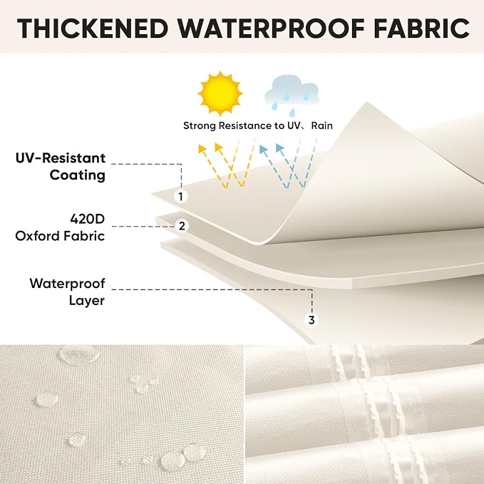 BALEINE Patio Furniture Covers, Outdoor Furniture Covers Waterproof, Heavy Duty Oxford Patio Table Cover for Outdoor Table, Chair, Sofa, Desk (Beige 98"L×78"W×28"H) - Image 4