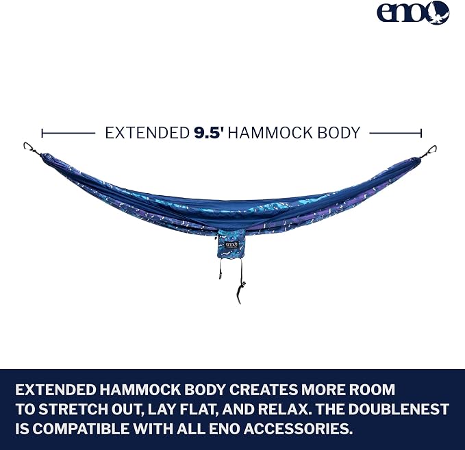 ENO, Eagles Nest Outfitters DoubleNest Lightweight Camping Hammock, 1 to 2 Person, Special Edition Colors, ATC - Image 2