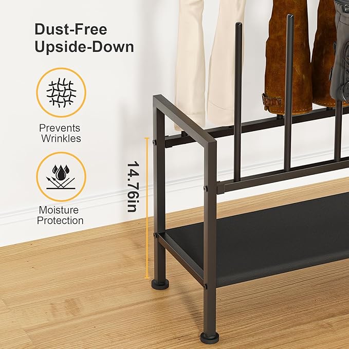 DIMJ Free Standing Shoe Racks - 3-Tier Boot Rack, Black Metal Storage Organizer for Tall Boots, Sneakers, Closet Organizer, Multiuse Shoe Rack, Fits 6 Pairs - Image 4