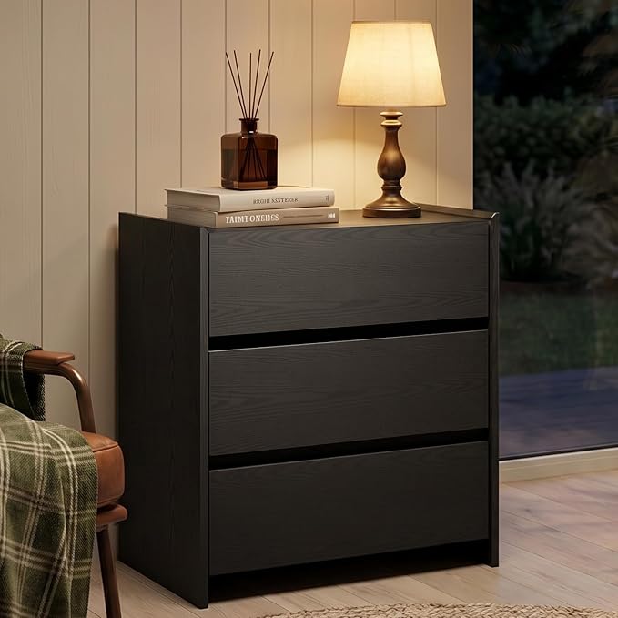 Nightstand Set of 2 with 3 Drawers, Modern with Spacious Storage Cabinet, Night Stand for Bedroom, 23.6" W x 15.6" D x 25.2" H,Black - Image 7