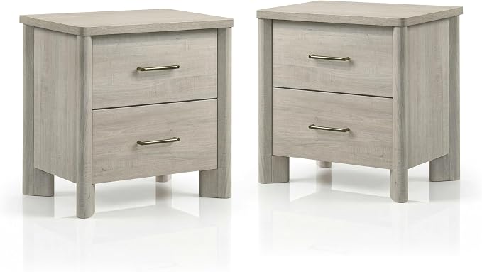 24/7 Shop at Home Sawer Modern 23-inch Wood Nightstand Set of 2 with 2 Drawers and USB Ports, Wooden Night Stand for Bedroom, Apartment, Small Bedside Table, Cool Beige - Image 8