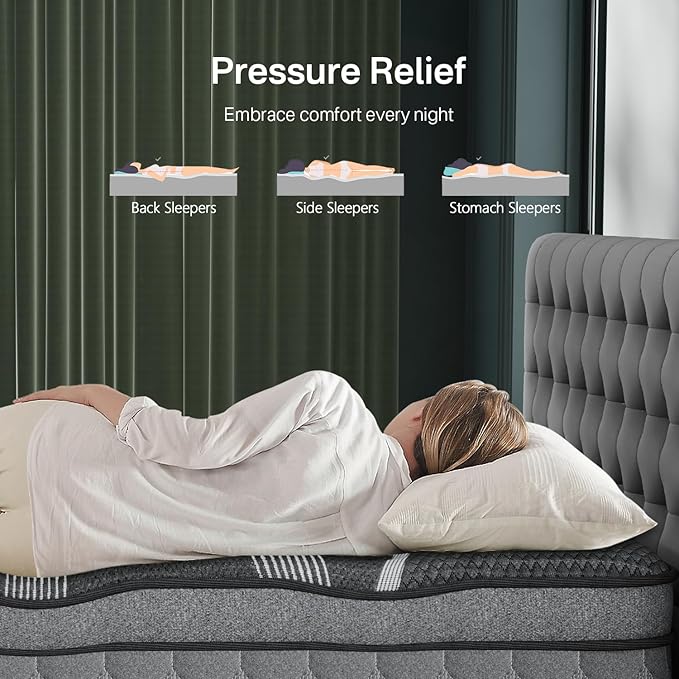 California King Mattress, Upgraded 14 Inch Cal King Mattress in a Box, Cooling Gel Memory Foam Hybrid Mattresses with Pocket Springs, Pressure & Pain Relief, Double Additional Support, CertiPUR-US