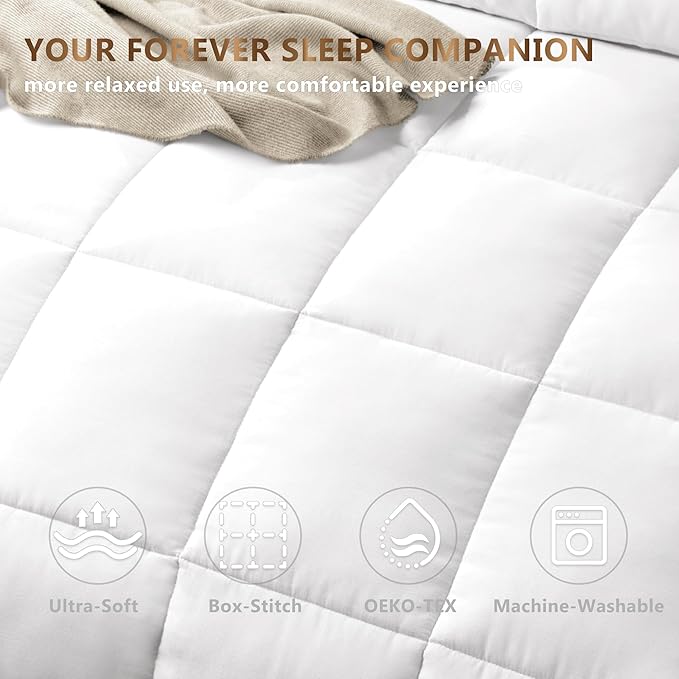 ACCURATEX Lightweight Duvet Insert Oversized King 120x98-100% Cotton Shell,250GSM Filling,All Season Down Alternative Comforter,Ultra-Soft&Breathable,Quilted Thin Duvet with 8 Tabs,Machine Washable