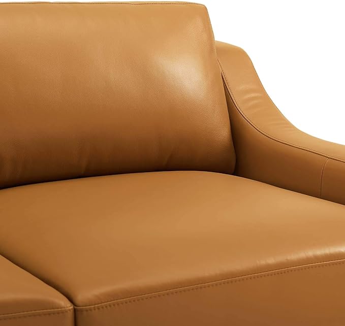 Modway Harness Stainless Steel Base Leather Armchair, Tan
