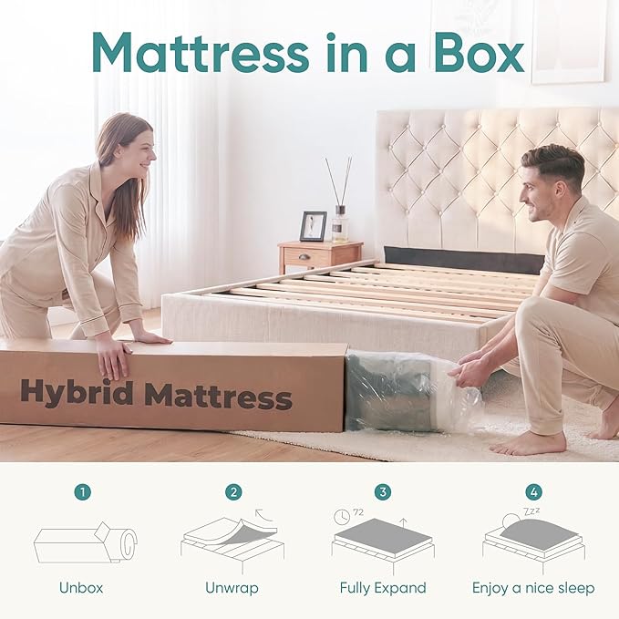 ETONEX 8 Inch Full Size Hybrid Innerspring Mattress Gel Memory Foam and Spring Mattress in a Box Medium Firm CertiPUR-US Certified Foam (Full, 8in)