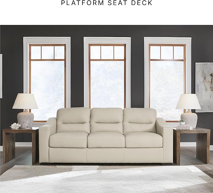 Signature Design by Ashley Treasure Trove Contemporary Leather Match Sofa, Beige