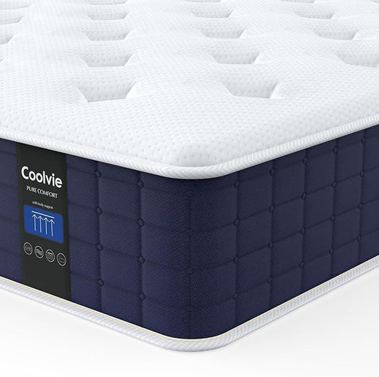 Coolvie Twin XL Hybrid Mattress, 10 Inch Medium Firm Mattress in a Box, Gel Memory Foam for Cool Sleep and Individual Pocket Springs for Motion Isolation, CertiPUR-US Certified & Fiberglass Free