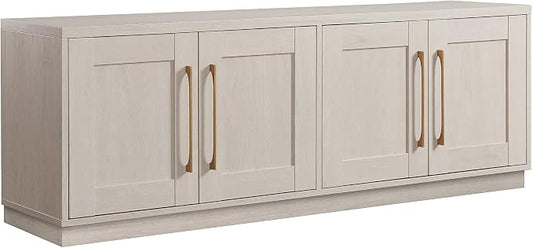 Henn&Hart TV Stand for TVs up to 75'' with 2 Concealed Storage Cabinets and Adjustable Shelves for Living Room, Family Room, or Office, Beech White by HennHart