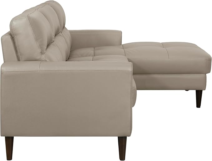 Lexicon Leather Match Sectional Couches for Living Room, L Shape Couch, Leather Sectional Couch, Modern Sofa Living Room Sofa with Right Chaise for Living Room, Bedroom, Office, Apartment, Latte