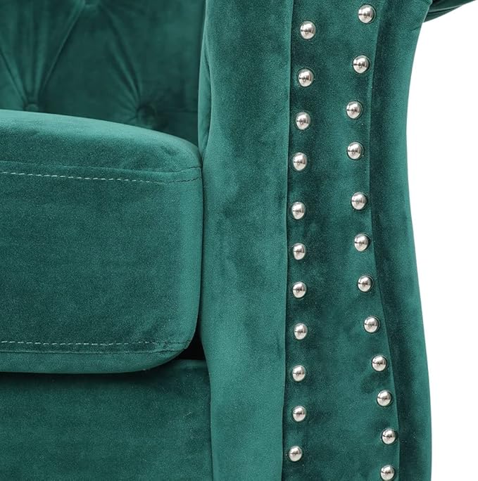LEVNARY Three-Seat Velvet Sofa, Large Sofa Classic Tufted Chesterfield Settee Modern 3 Seater Couch Furniture Tufted Back for Living Room, Green