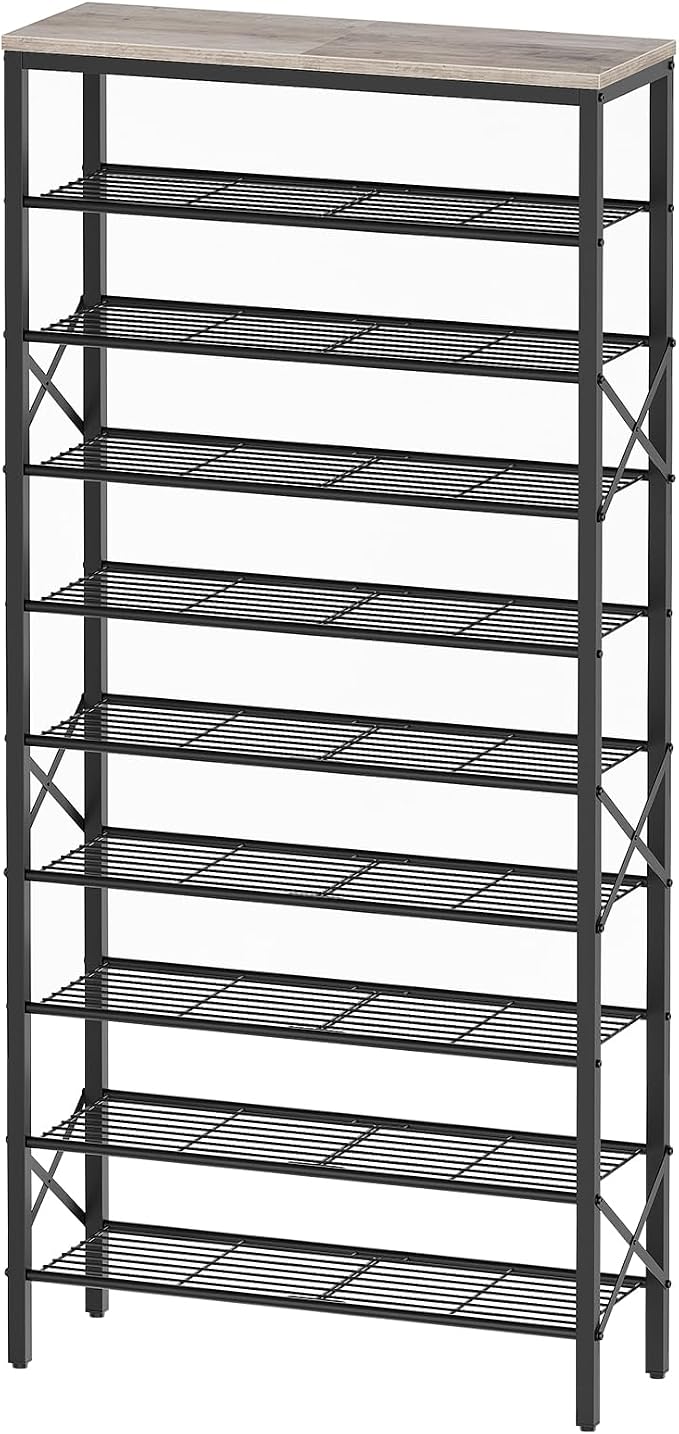 YATINEY 10 Tier Shoe Rack, Large Capacity Shoe Storage Organizer Holds 40 Pairs, Sturdy and Stable, for Entryway, Hallway, Closet, Dorm Room, Greige and Black SS10BG by Yatiney