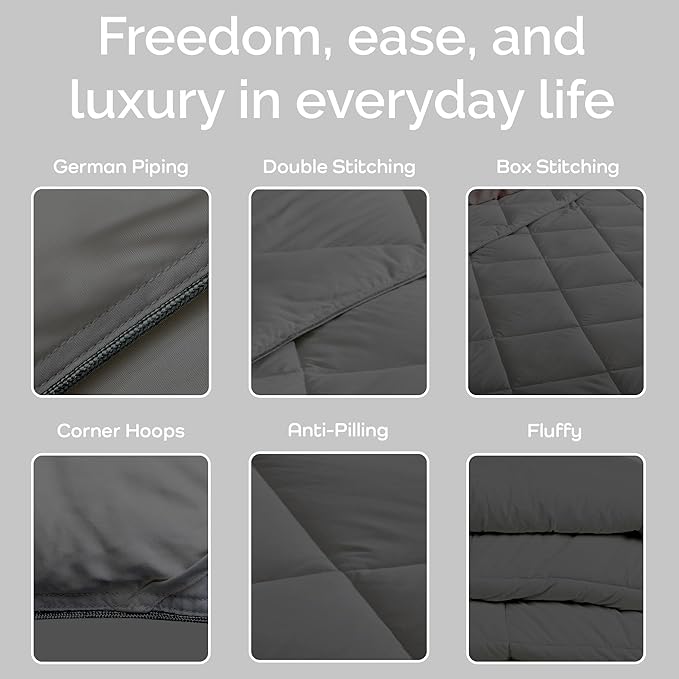 Cooling Comforter Queen Size - Lightweight All Season Down Alternative Duvet Insert, Hypoallergenic Plush Fill, 100% Viscose from Bamboo Cover - Charcoal, 88" x 90"