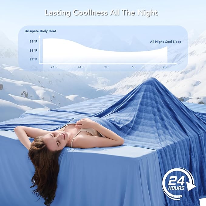 GOHERO Cooling Blanket for Couples- 60"x90" Summer Cooling Throw Blanket for Hot Sleepers Arc-Chill Q-Max >0.45 Cool Fiber, Keeps Cool for Night Sweats, Soft Lightweight Sofa Blankets for Kid Adults