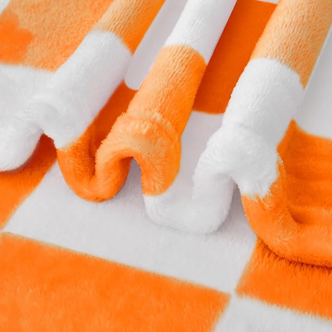 Edenleaf Orange Checkered Blanket, Soft Cozy Fleece Checkered Throw Blankets for Bed Sofa Couch Camping, Ultra Fluffy Throws for All Seasons, 50x60 Inch, Orange
