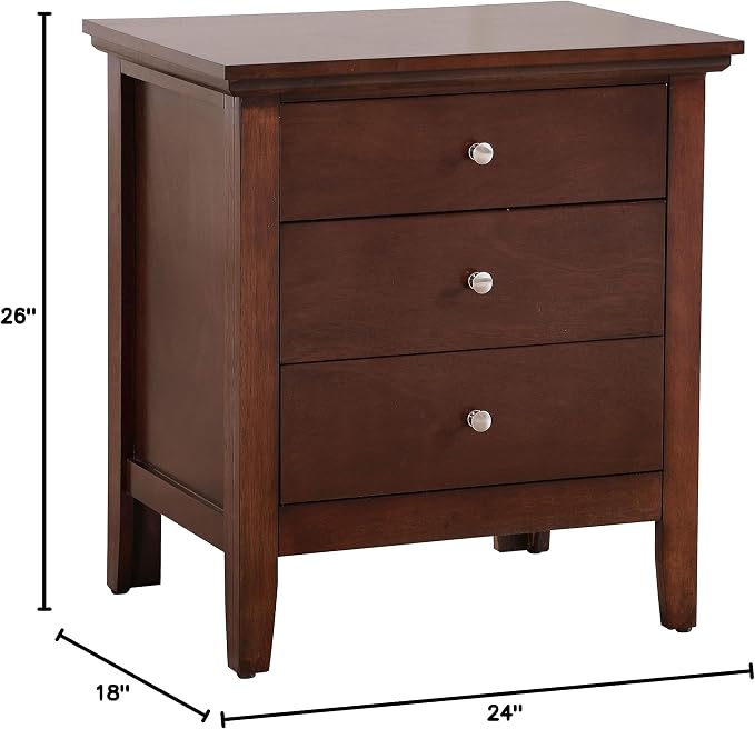 Glory Furniture Hammond 3 Drawer Nightstand in Cappuccino - Image 3